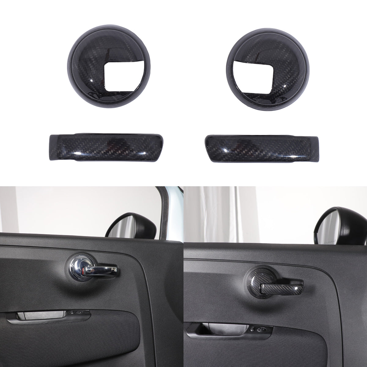 Real Carbon Fiber Interior Door Handle Trim For Fiat 500 Abarth 595 695 2010+ 1