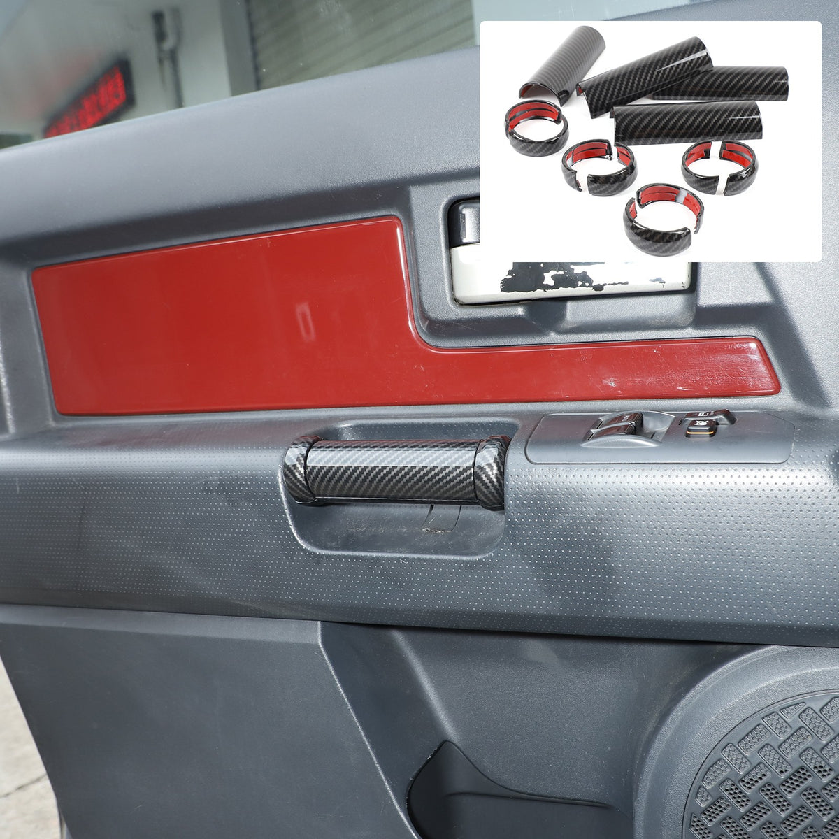 Carbon Fiber ABS Inner Door Handle Cover Trim For Toyota FJ Cruiser 2007-2021 5