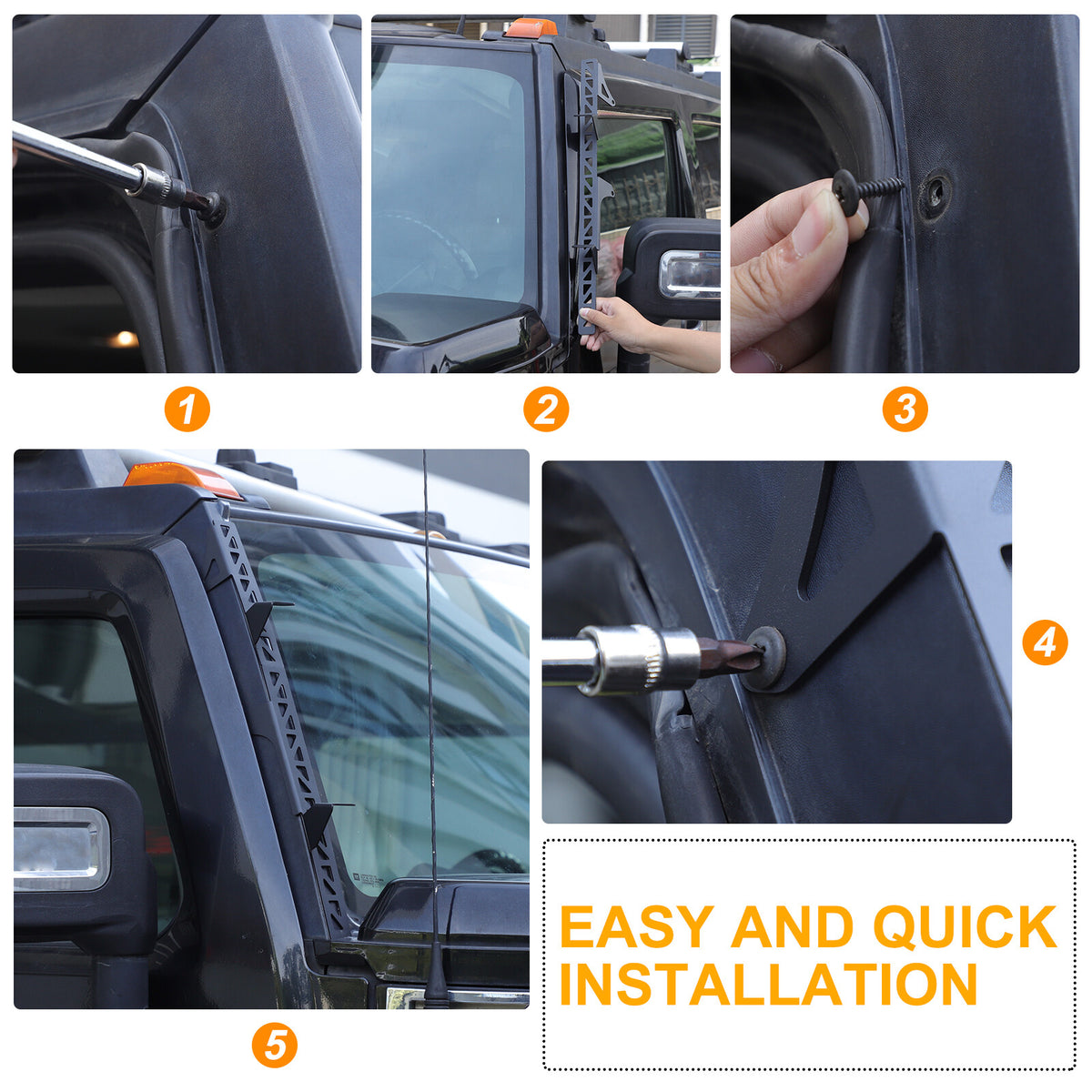Black Steel A-Pillar LED Light Bar Mount Bracket For Hummer H2 2003-2009 US 20