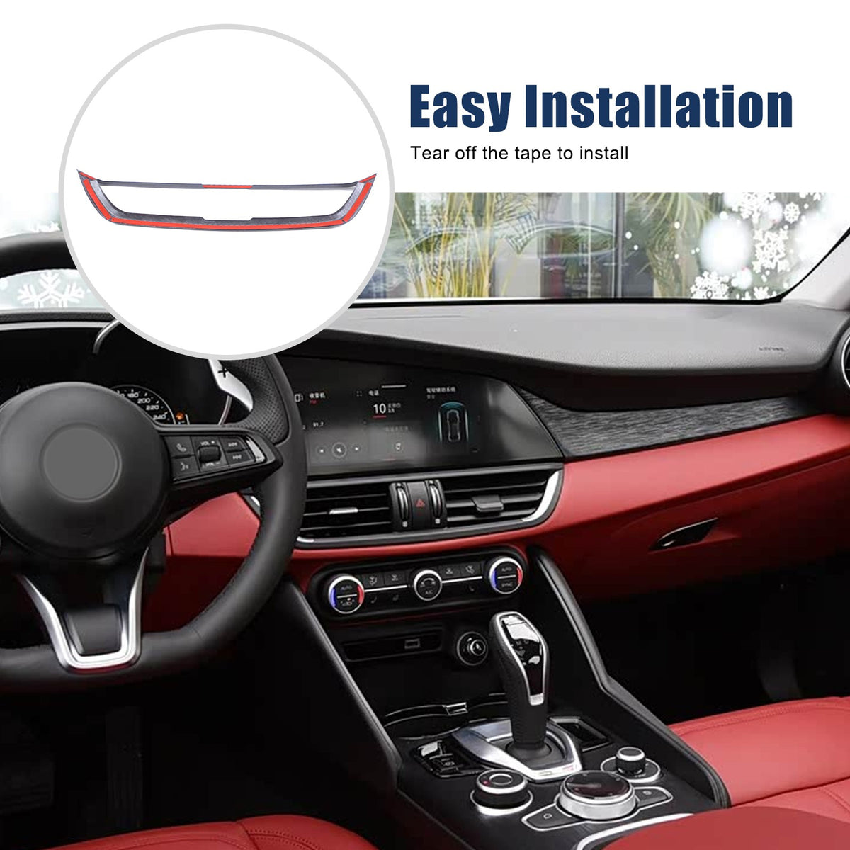 Real Carbon Fiber Center Air Vent Trim For Alfa Romeo Giulia 952 2017-20 15