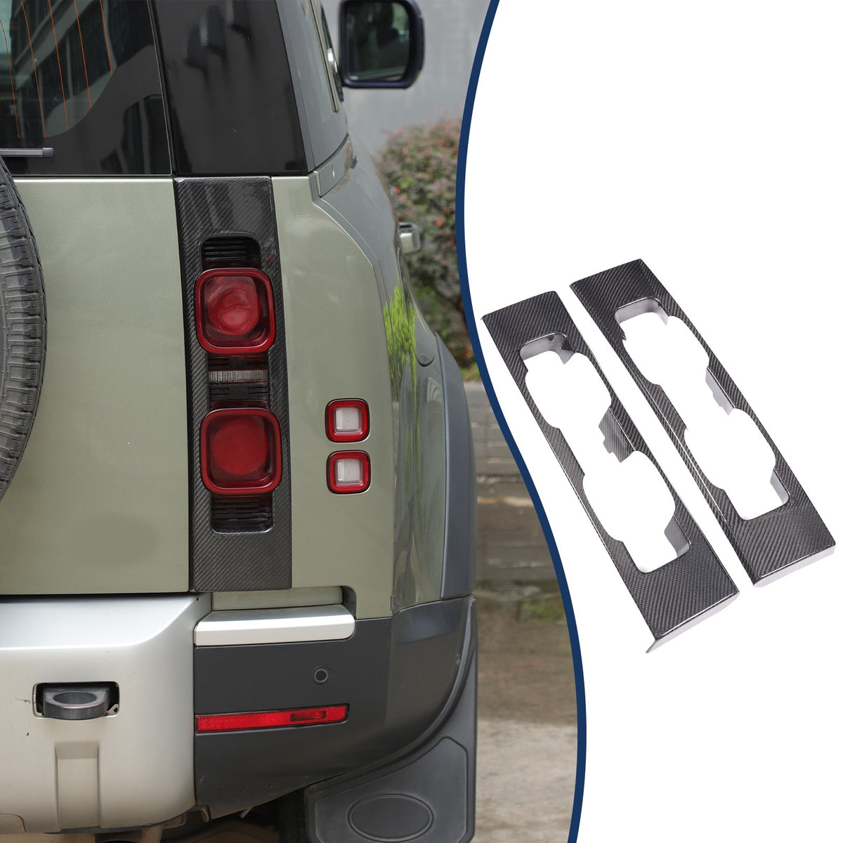 Real Carbon Fiber Rear Tail Light Panel Trim For Land Rover Defender L663 20-25 2