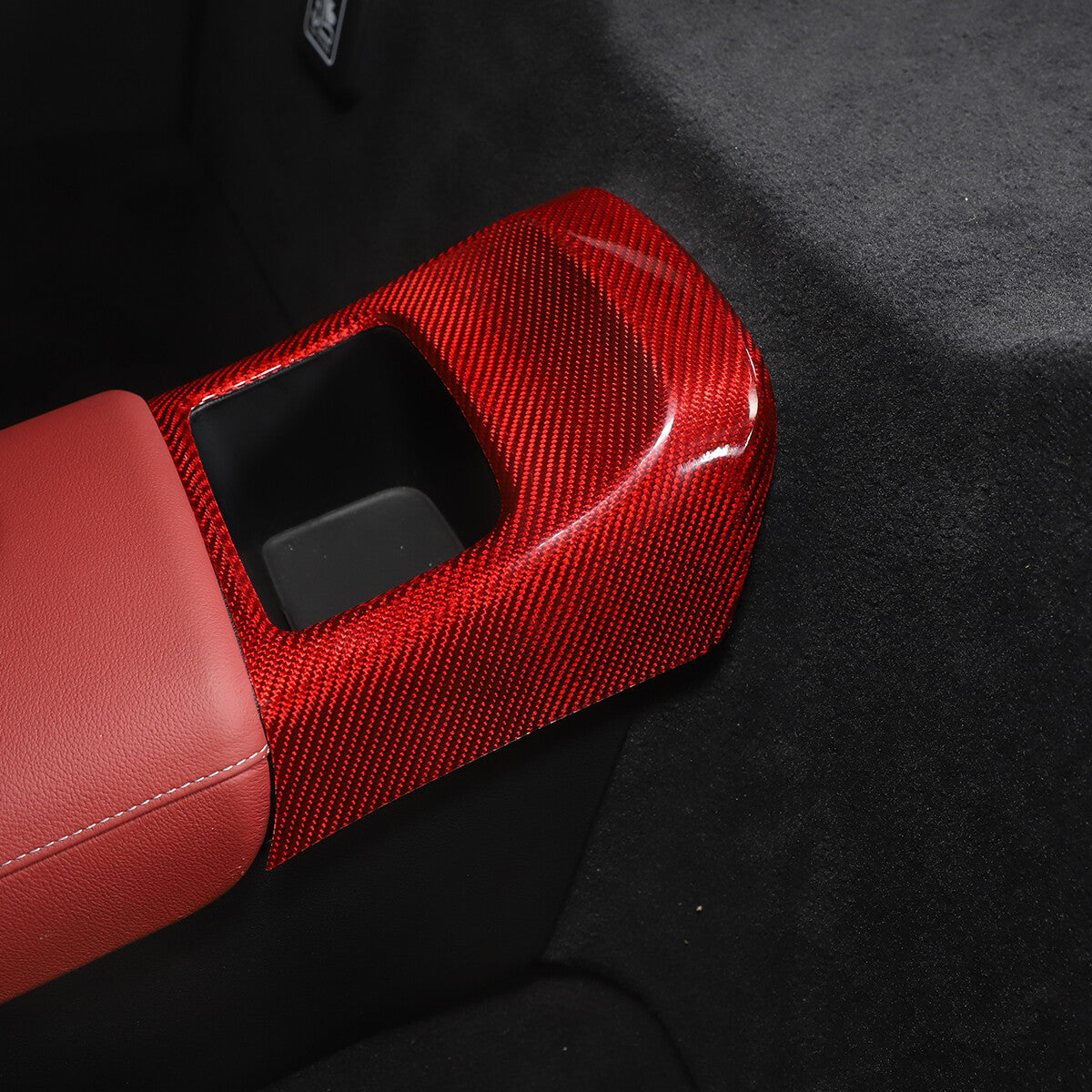 Red Carbon fiber Rear storage compartment cover trim For Toyota Supra A90 19-24 3