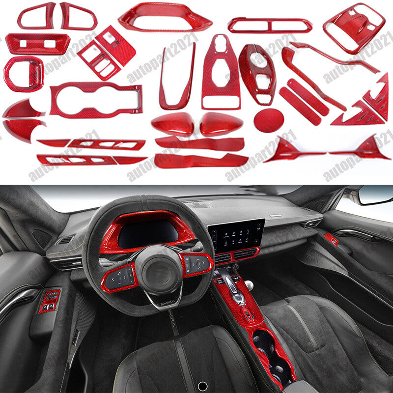 Red Real Carbon Fiber Interior Exterior Conosle Trim Cover For Lotus EMIRA 21-25 1