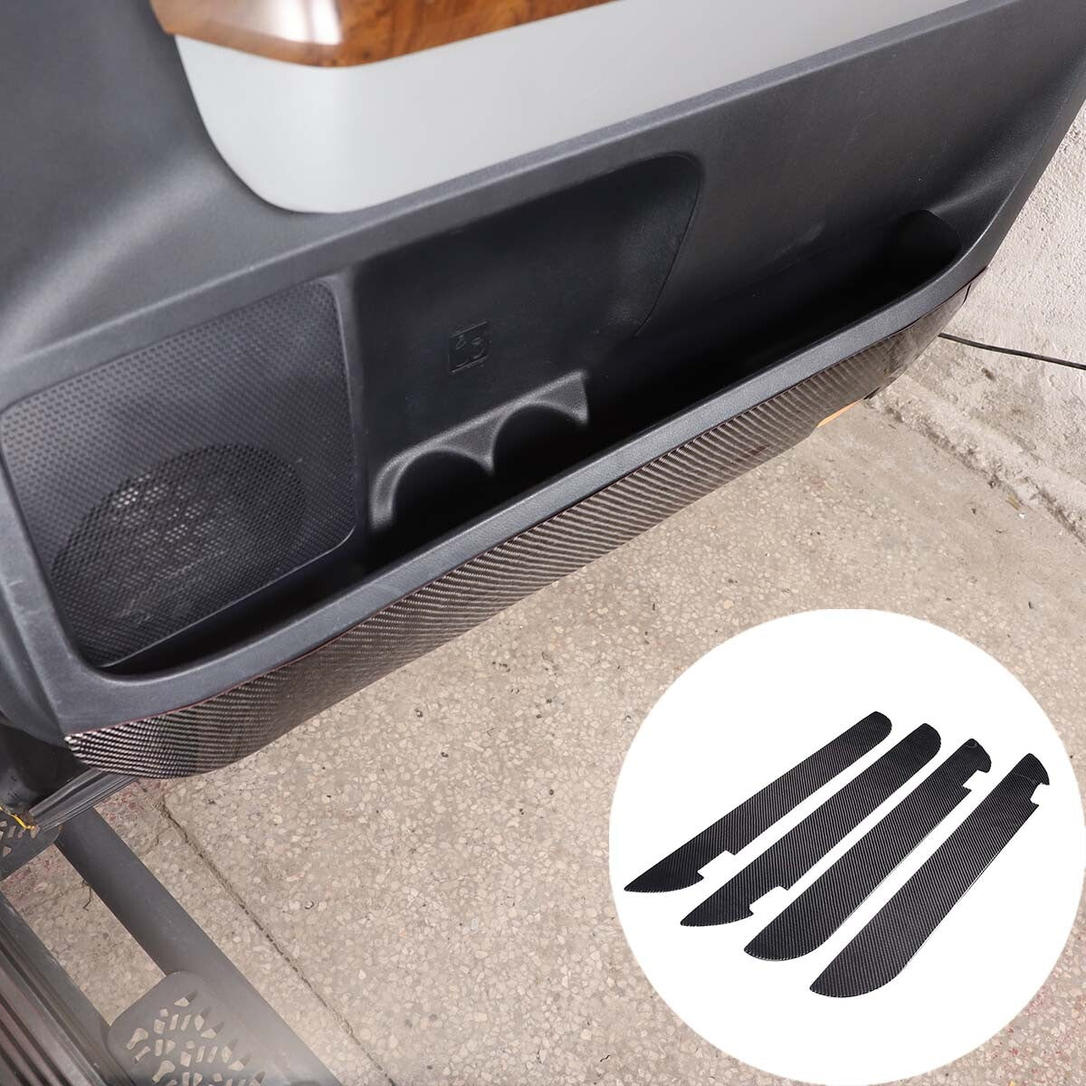4PCS Carbon Fibre Door Panel Bottom Anti-kick Trim For Toyot-a Tundra 2007-2013 1
