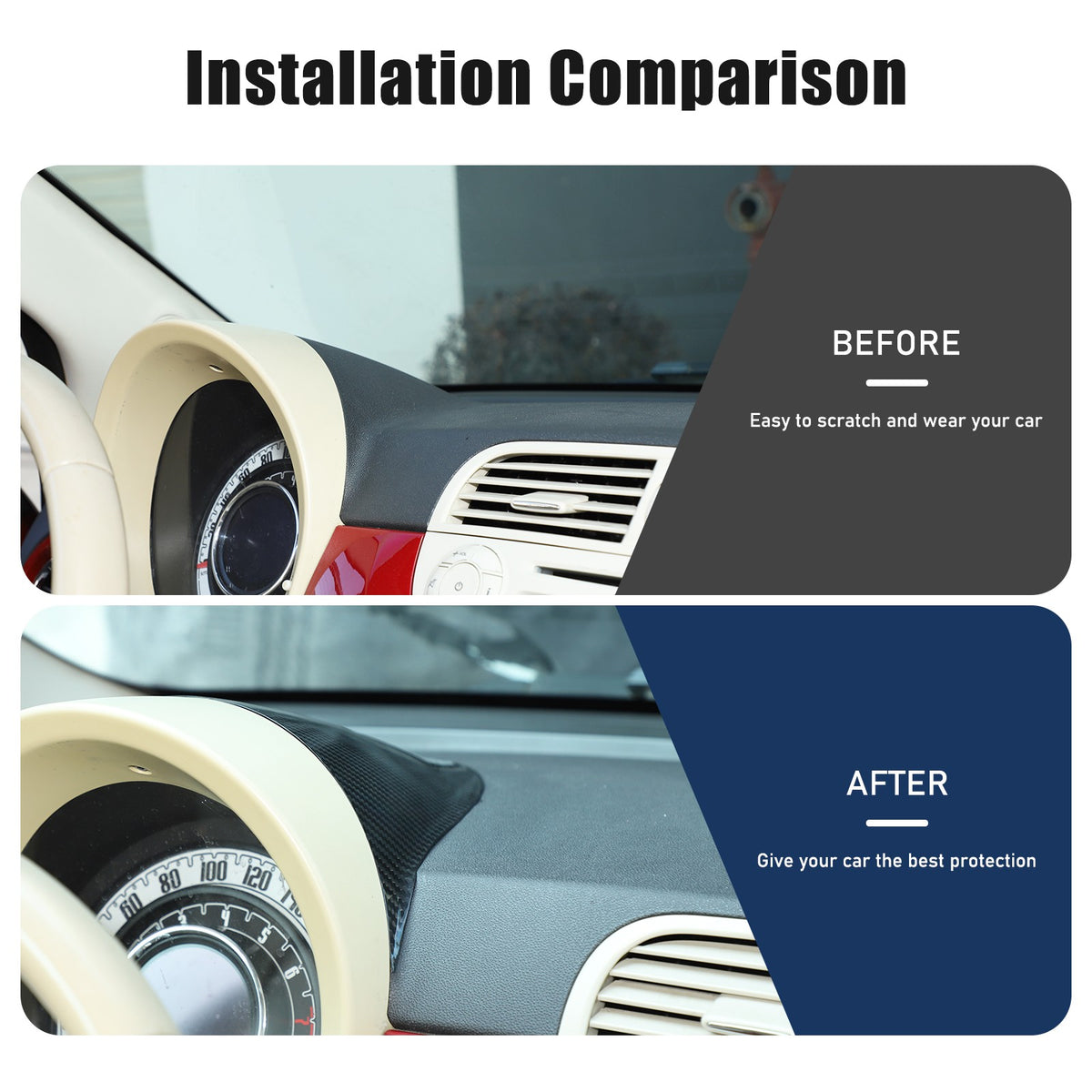 Real Carbon Fiber Dashboard Instrument Upper Trim For Fiat 500 312 2007-15 17