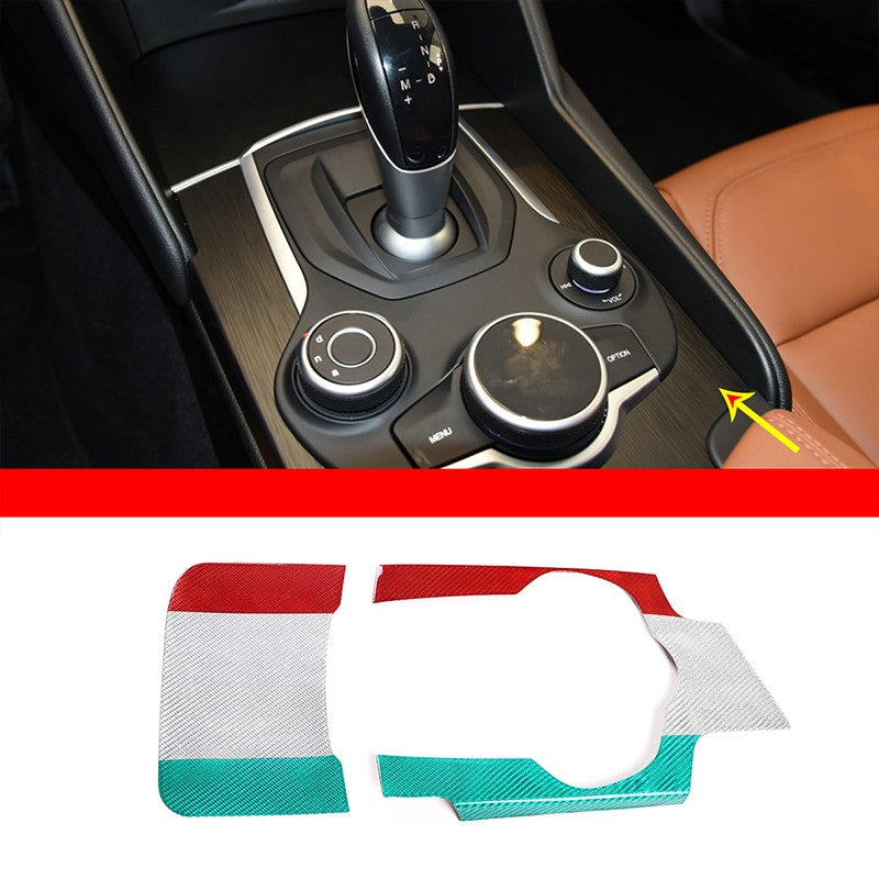 Tri-Color Real Carbon Fiber Center Cup Holder Trim For Alfa Romeo Giulia 2017-19 7