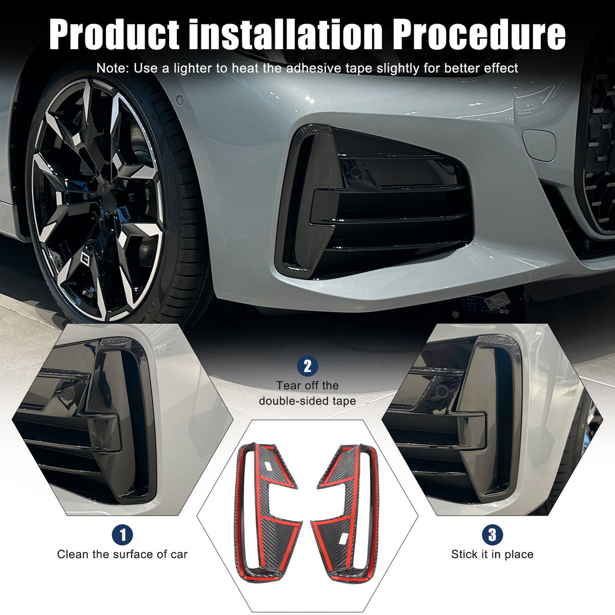 Real Carbon Fiber Front Fog Light Lamp Trim Cover For BMW BMW 4 Series 2022 5