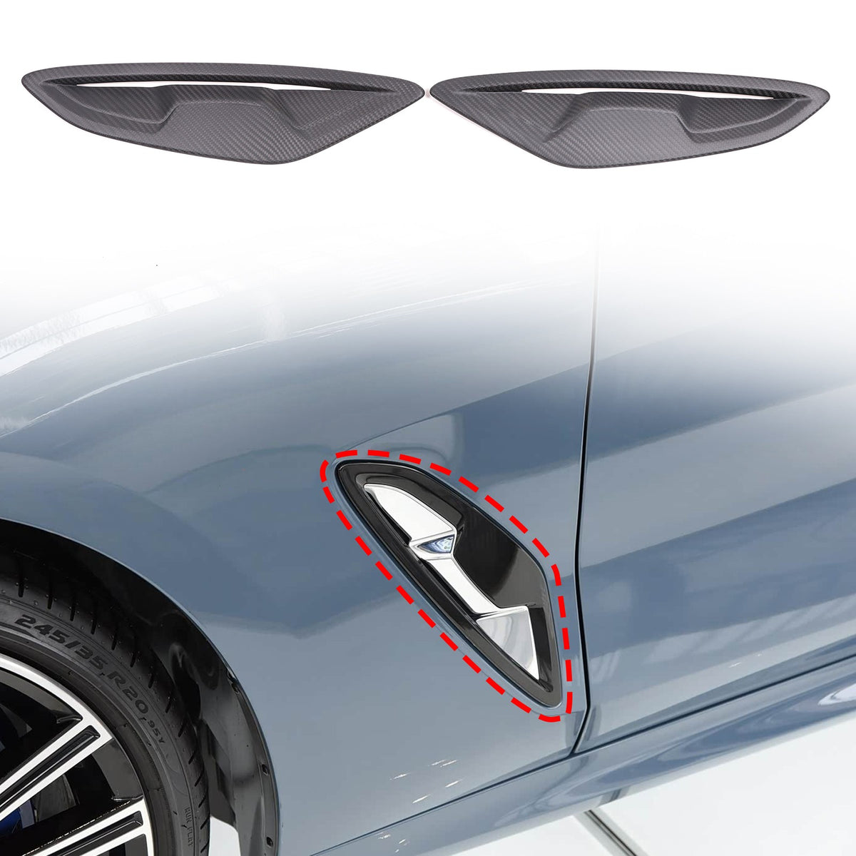 Matte Real Carbon Fiber Side Fender Trim For BMW 8 Series G14 G15 2019-2023 13