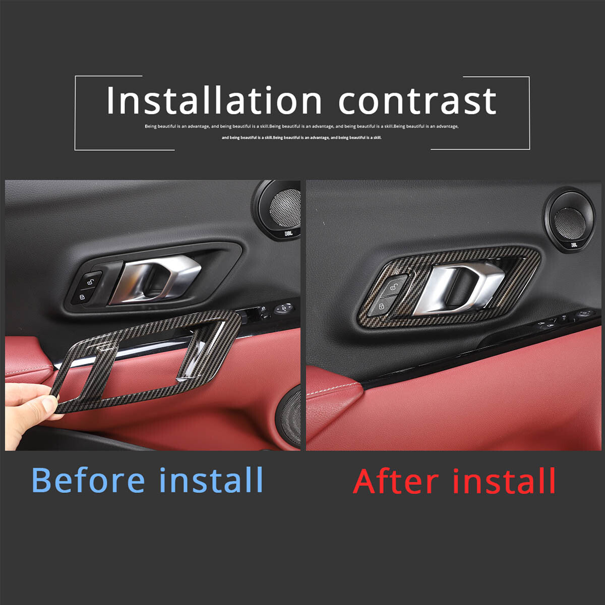 4pcs Carbon Fiber ABS Window Lift & Door handle Cover Trim For Supra A90 19-24 10