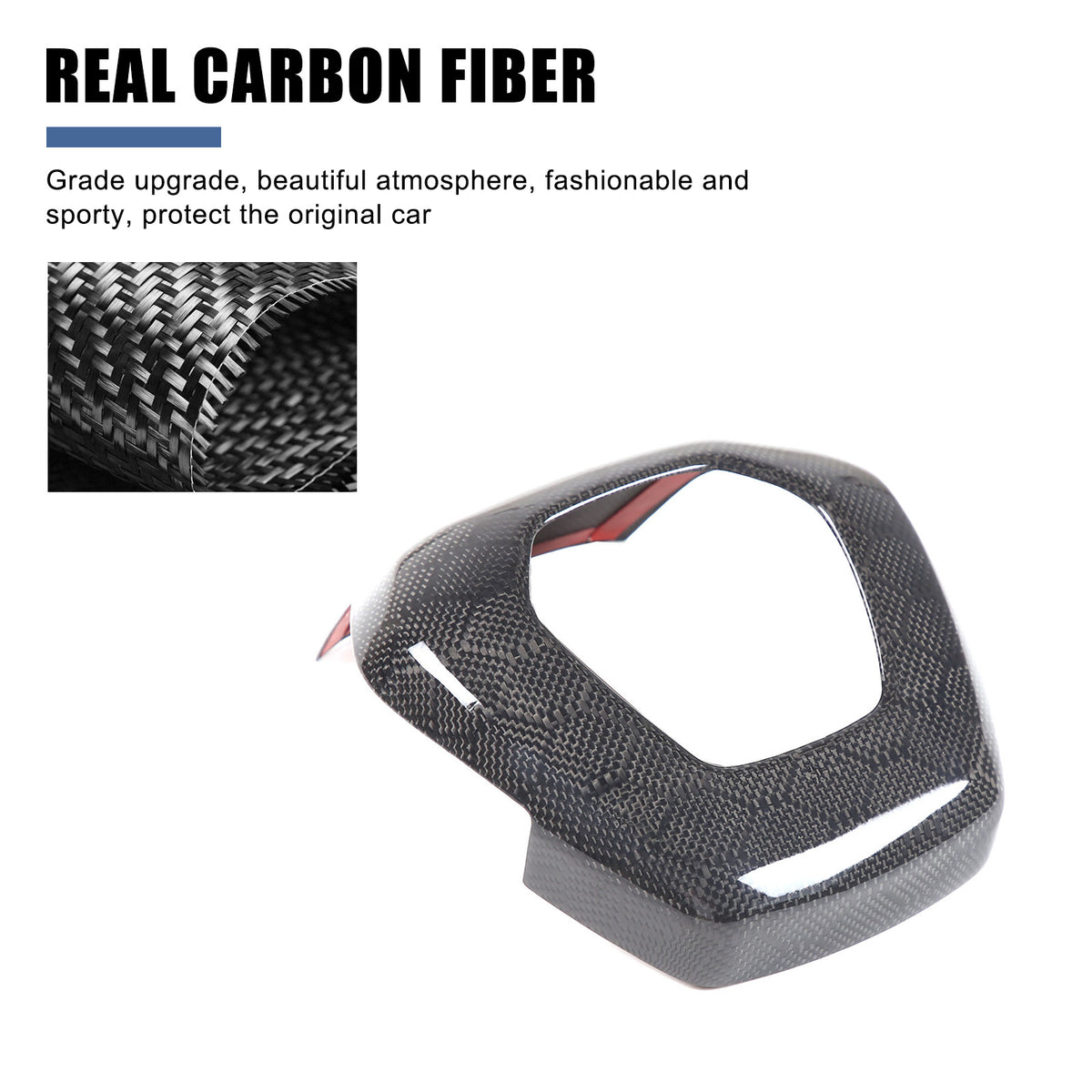 Real Honeycomb Carbon Fiber Steering Wheel Center Surround Cover For C8 Corvette 4