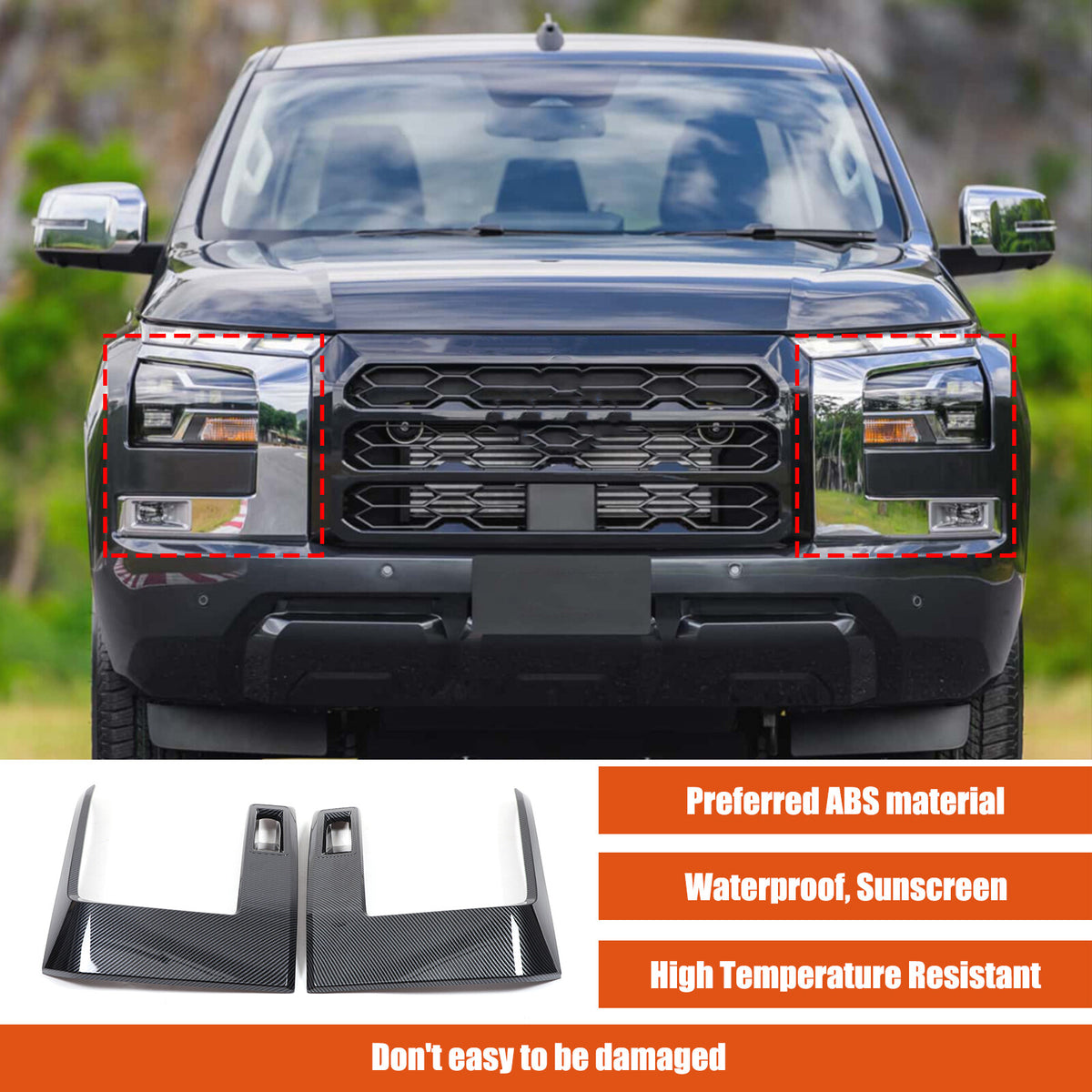 ABS Carbon Fiber Headlight Eyebrow Eyelid Trim For Mitsubishi L200 2024-25 US 5
