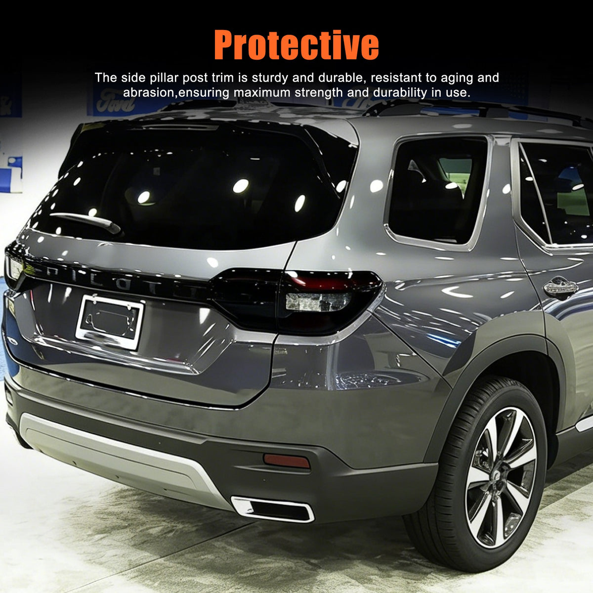 Transparent Gray ABS Smoked Tail Light Cover Trim For Honda Pilot 2023-2025 20