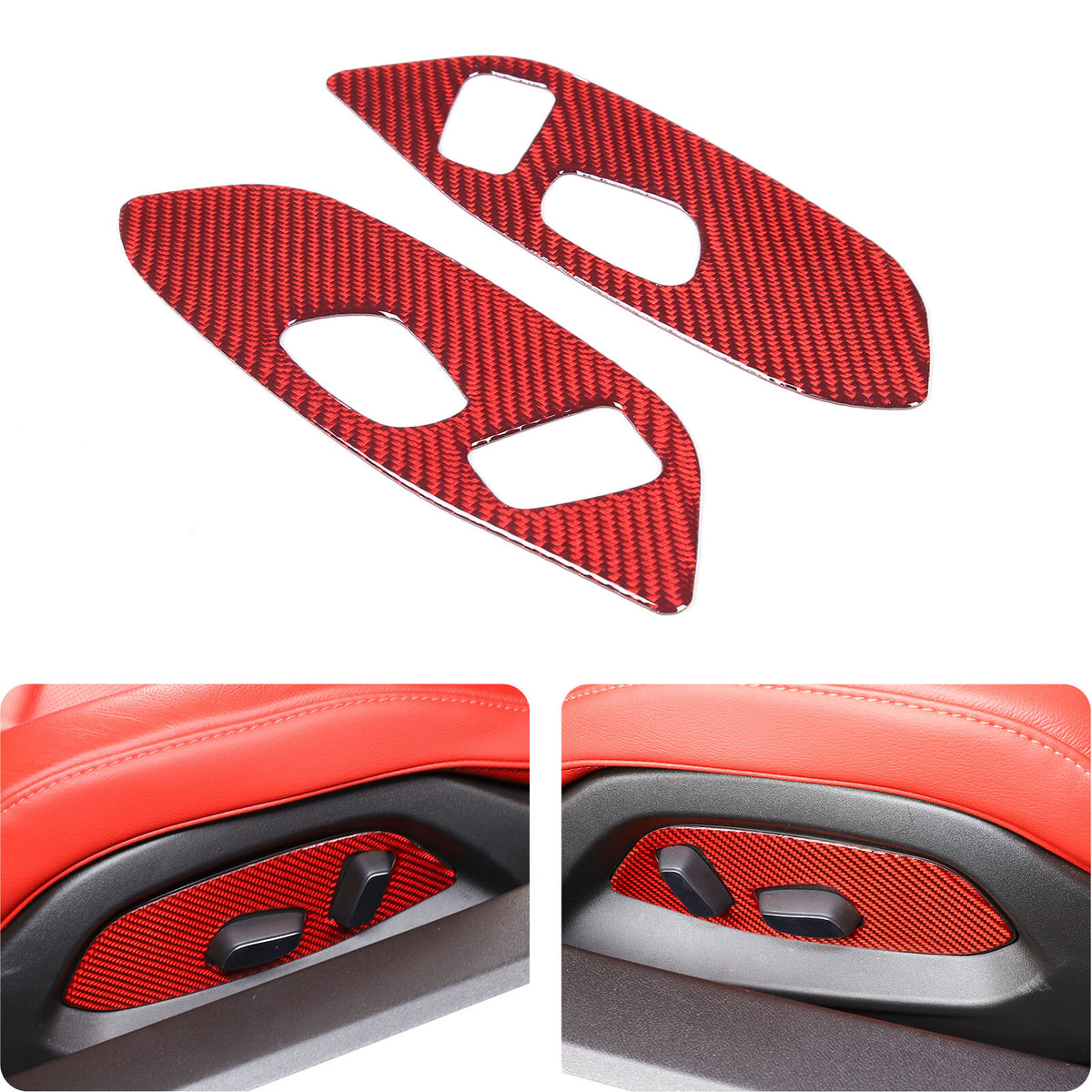 Red Soft Carbon Fiber Interior Decor Trim Kit Cover Set For Corvette C8 20-25 40