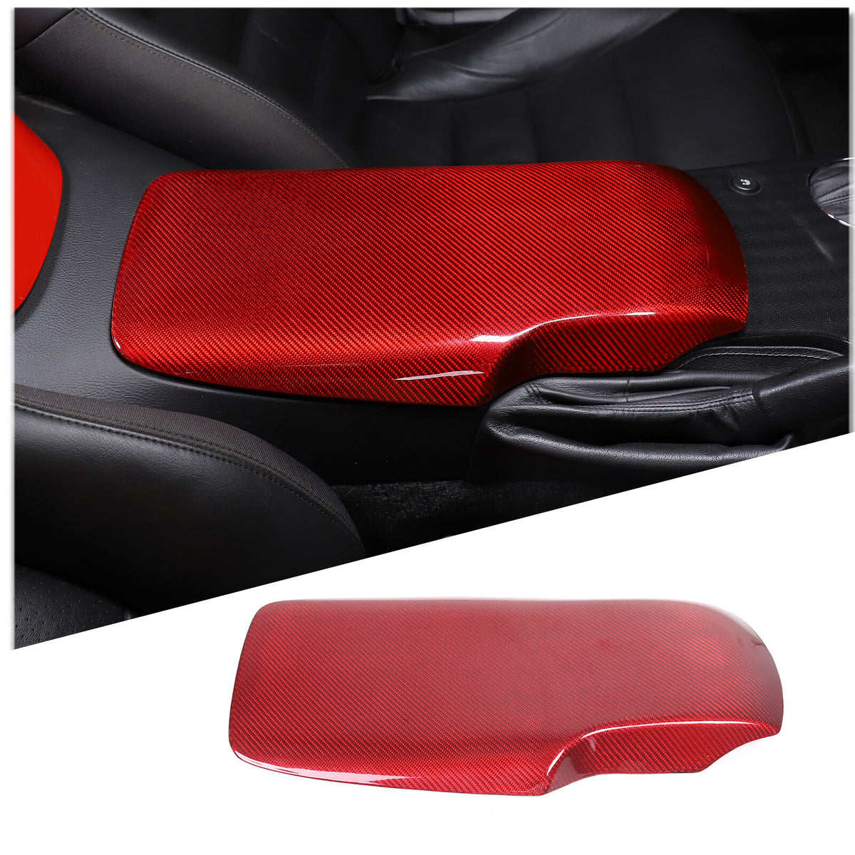 Red Real Carbon Fiber Center Console Armrest Box Cover For Corvette C6 2005-13 10