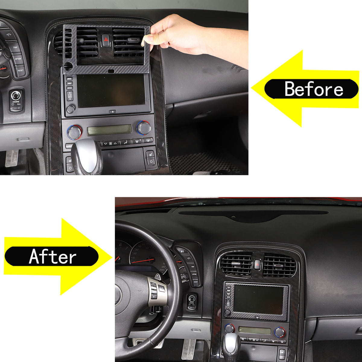 Matte Carbon Fiber Center Navigation Screen Trim Cover For Corvette C6 2005-13 5