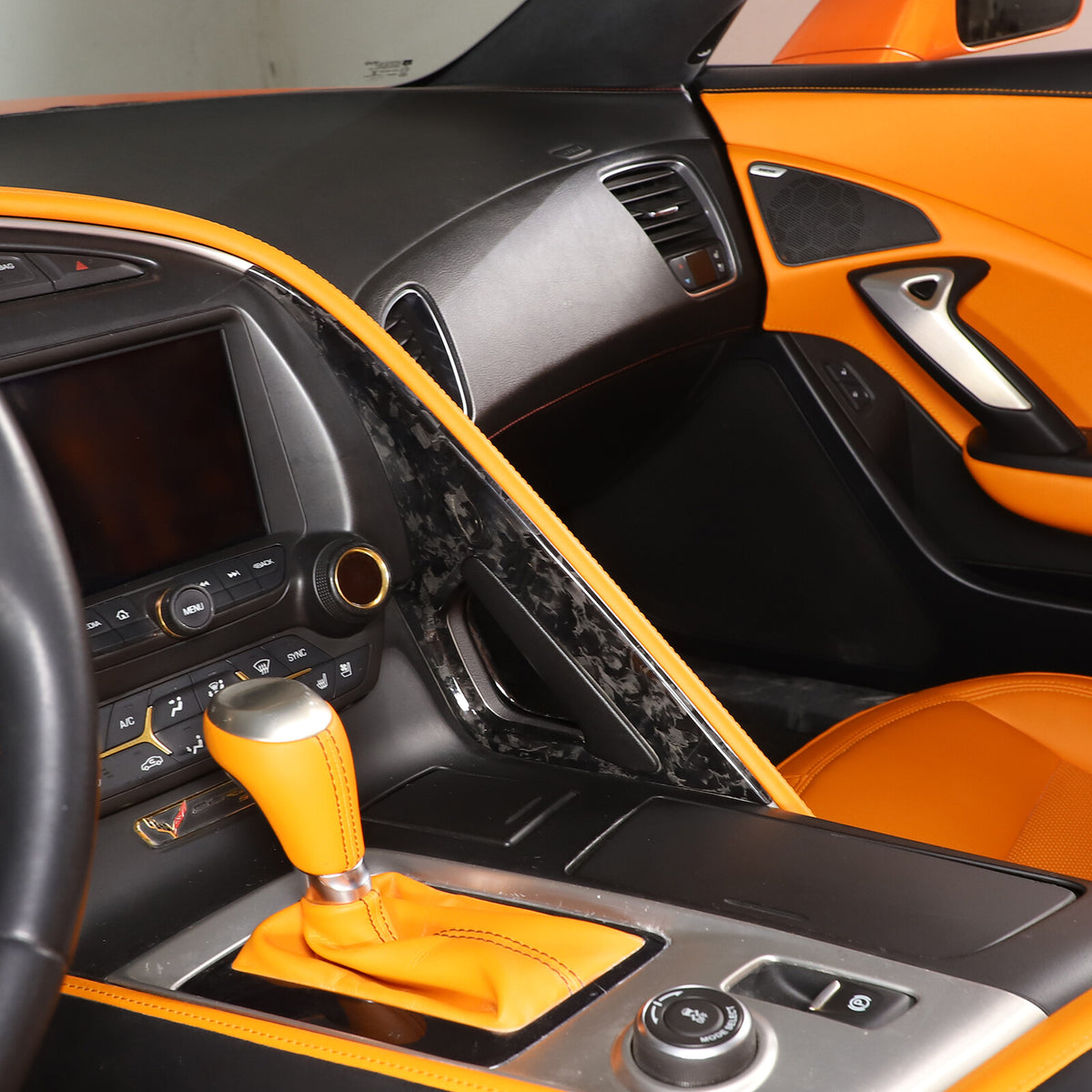 Forged Carbon Fiber Co-pilot center Grab Handle Cover Trim For Corvette C7 14-19 5