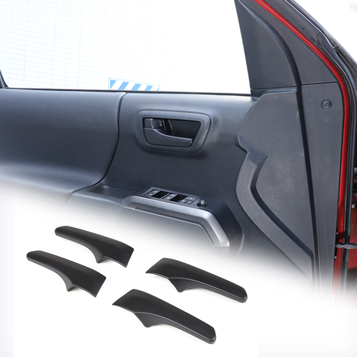 Matte Black Interior Dashboard Door Handle Trim Set For Toyota Tacoma 2016-23 8