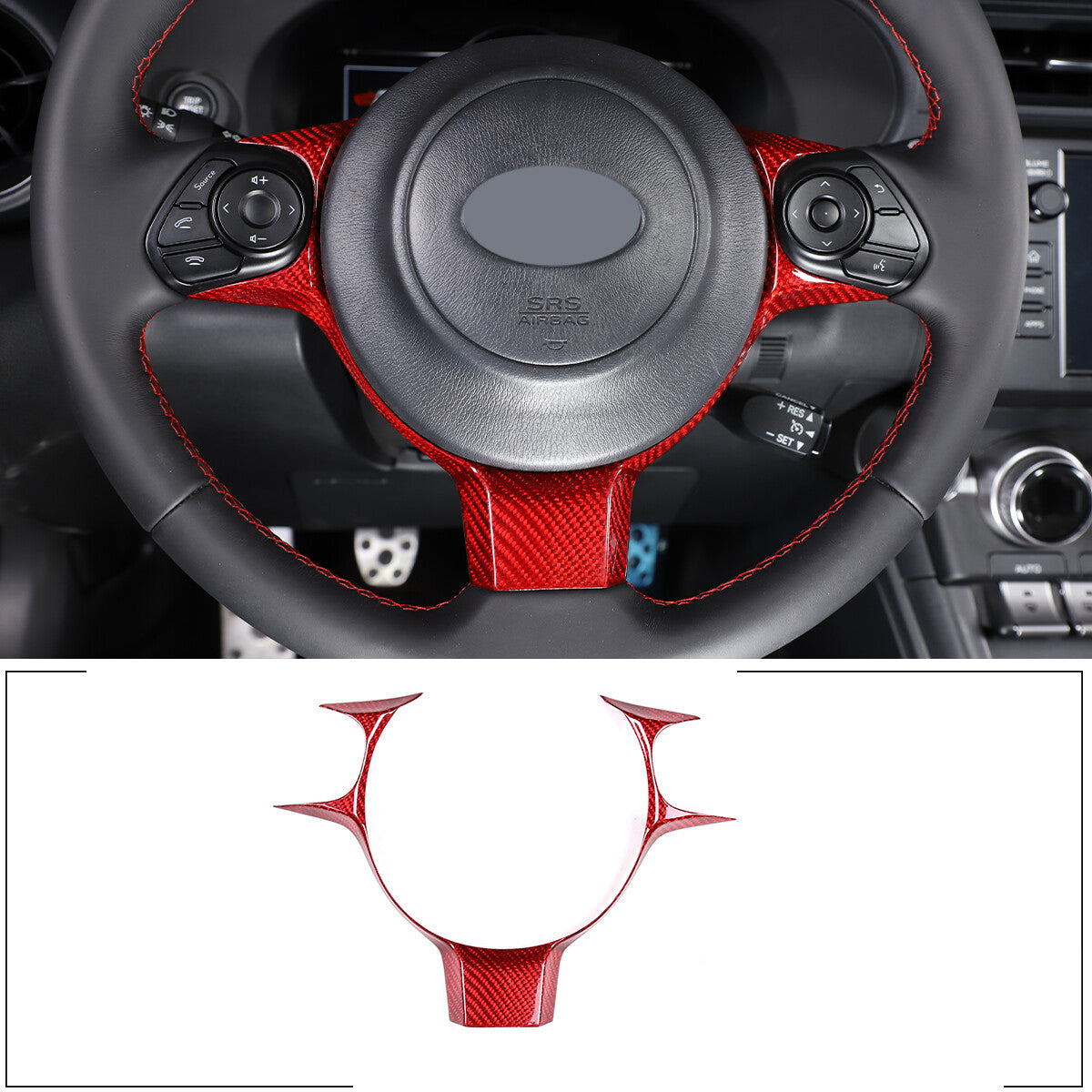 Red Real Carbon Fiber Interior Center Console Trim Set Kit For Subaru BRZ 22+ 150