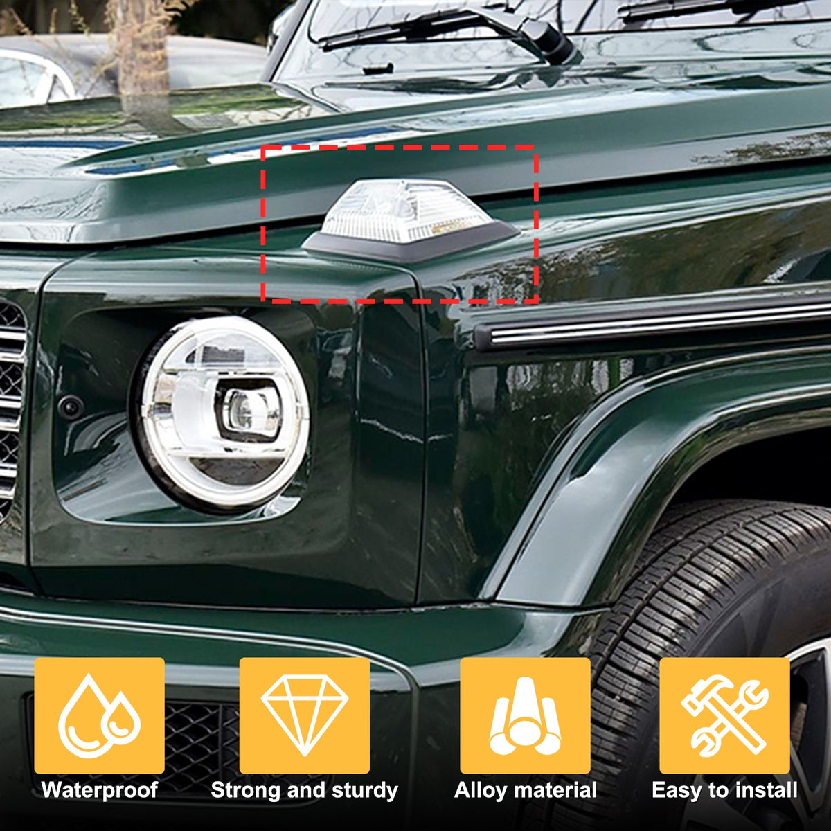 Hood Side Marker Light Guard Trim Cover For Mercedes-Benz G-Class W463 19+ US 5