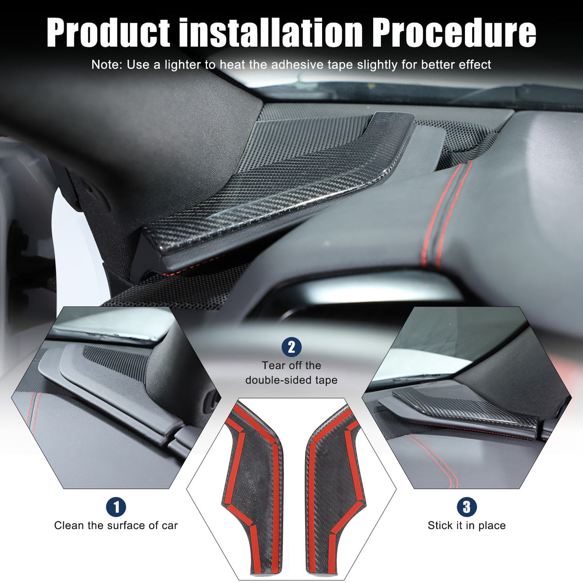 Real Carbon Fiber Dashboard Side Console Pitched Horn Cover For Corvette C8 20+ 8