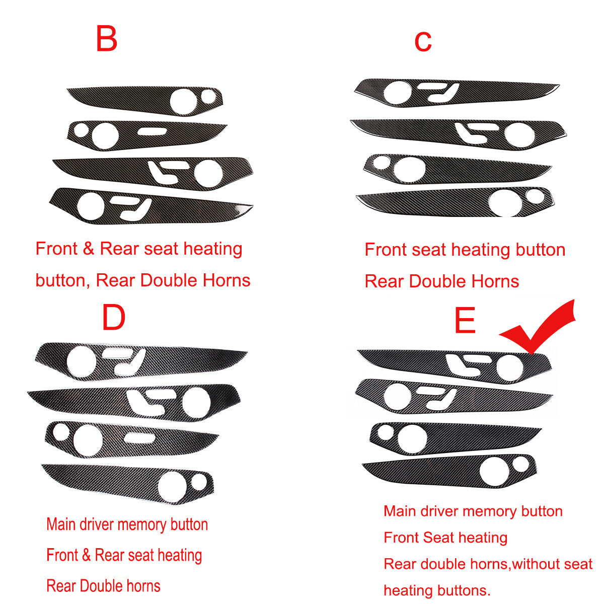Carbon Fiber Door Panel Trim Cover Strip For Mercedes Benz C Class W205 2014-20 3