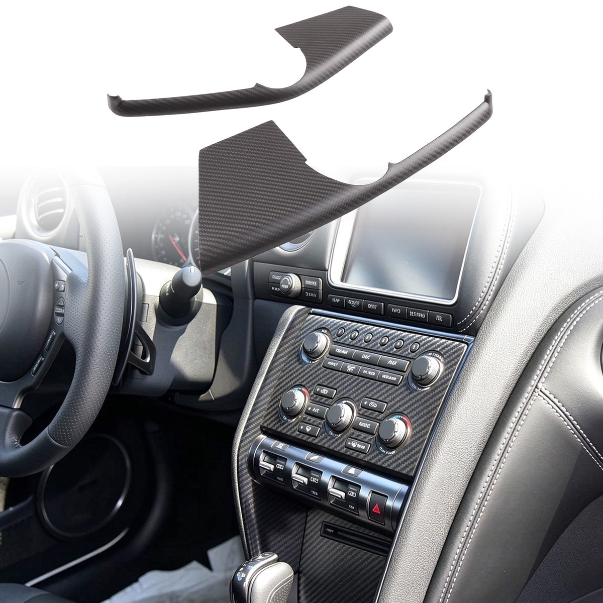 Matte Real Carbon Fiber Mode Button Side Trim For Nissan GTR R35 2008-2016 6