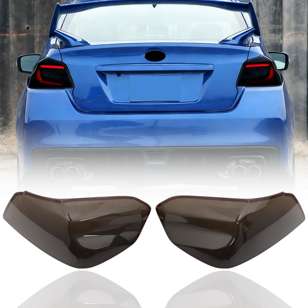 Black Smoked Taillight Lens Trim For Subaru WRX STI 2015-2021 14