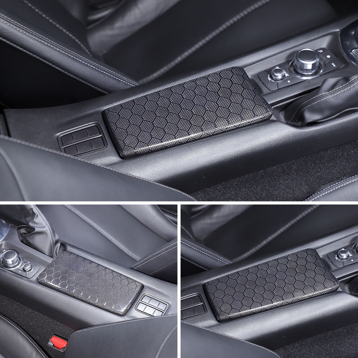 Real Honeycomb Carbon Fiber Center Armrest Box Cover Trim For Mazda MX-5 2016+ 4