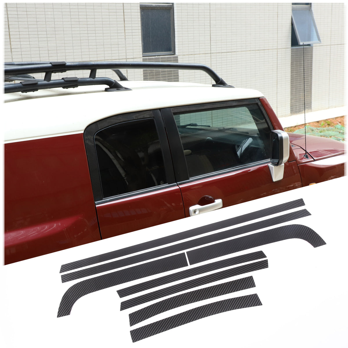 Carbon Fiber Top Window Accent Line Trim Strip For Toyota FJ Cruiser 2007-2021 2