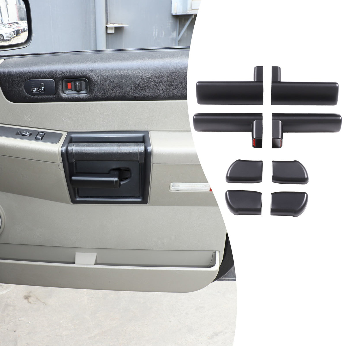Matte Black ABS Interior Door Handle Cover Trim For Hummer H2 2003-2007 17