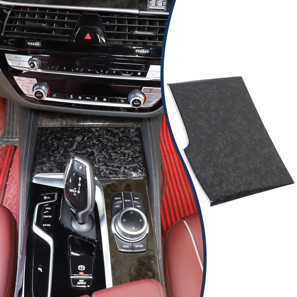 Forged Real Carbon Fiber Center Cup Holder Trim For BMW 5 Series G30 2018-2022 10