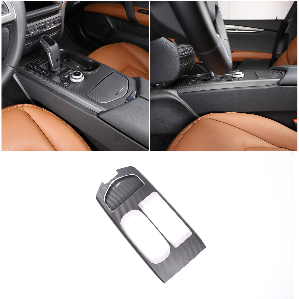 Matte Real Carbon Fiber Center Console Cover Trim For Maserati Ghibli 2017-2023 13