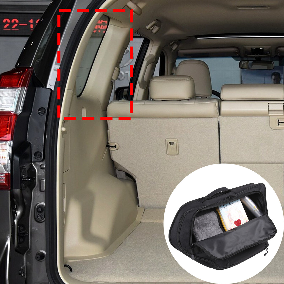 Car Trunk Left Side Window Storage Tool Bag For Toyota Land Cruiser Prado 10-23 15