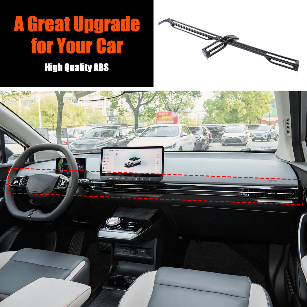 Carbon Fiber Console Dashboard Air Outlet Vent Stripe Trim For MG4 EV 2022-2024 12