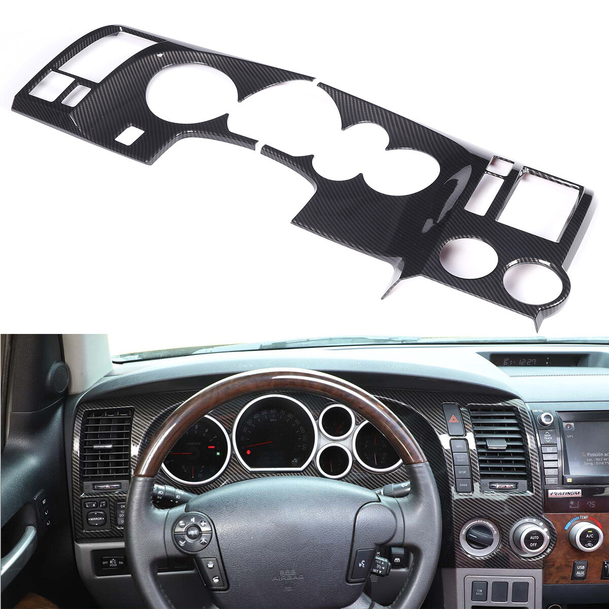 Carbon Fiber ABS Center Console Cover Trim Set For Toyota Tundra 07-13 US 38