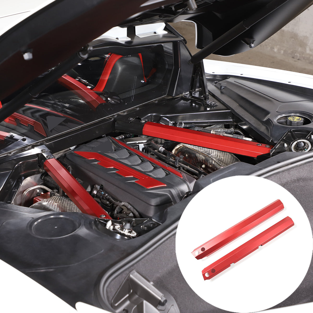Aluminum Alloy Red Engine Shroud Side Decoration Cover For Corvette C8 2020-2026 3