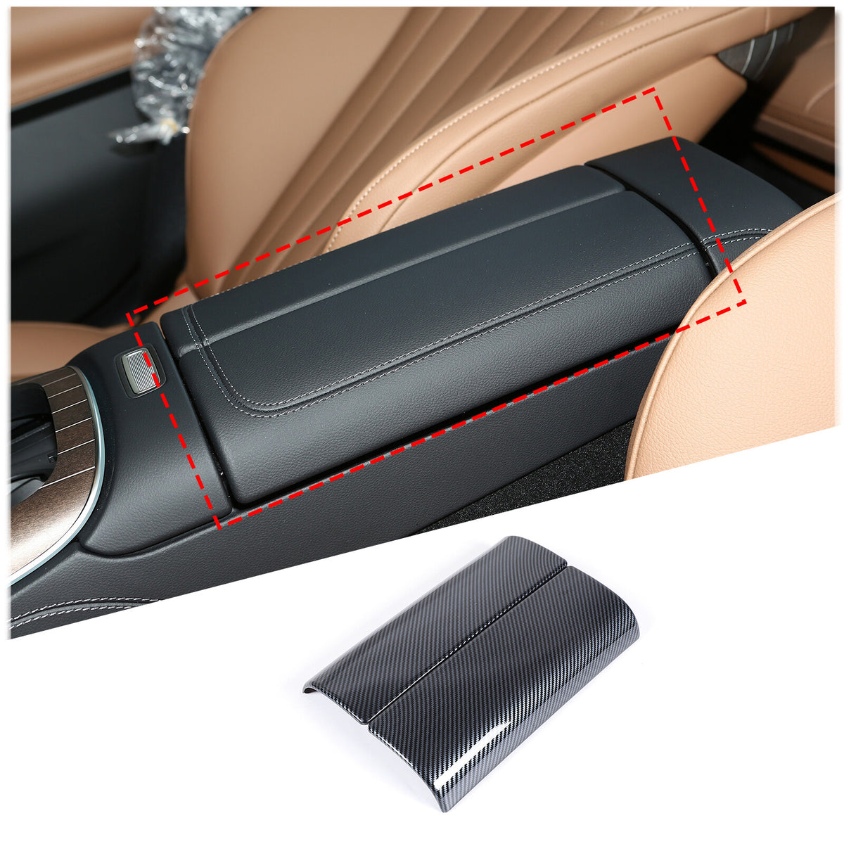 ABS Carbon Fiber Center Console Armrest Box Cover Trim For Benz e Class 2024 1