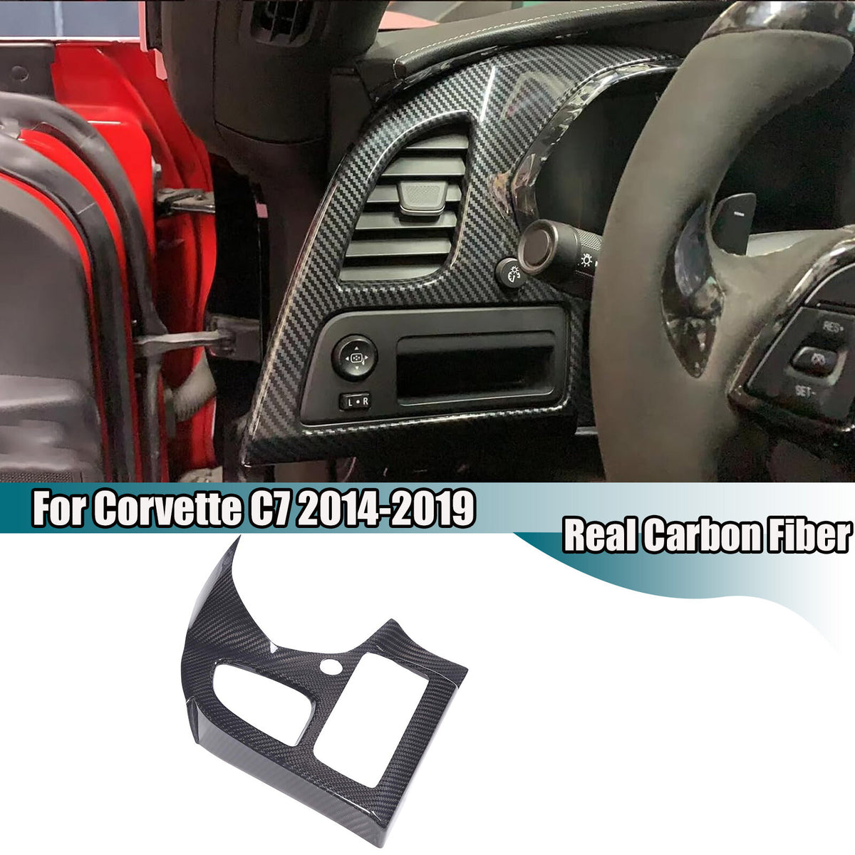 Real Carbon Fiber Interior Dashboard Trim Cover Decor Kit For Corvette C7 14-19 202