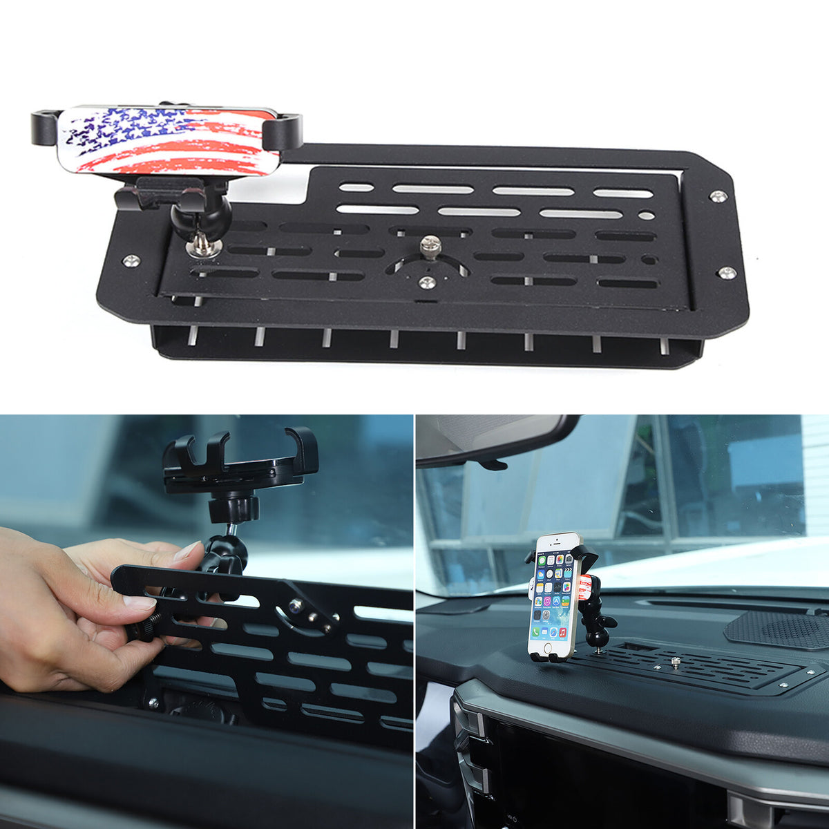 US Flag Dashboard mobile phone bracket storage box For Toyota Tundra 2022-26 1