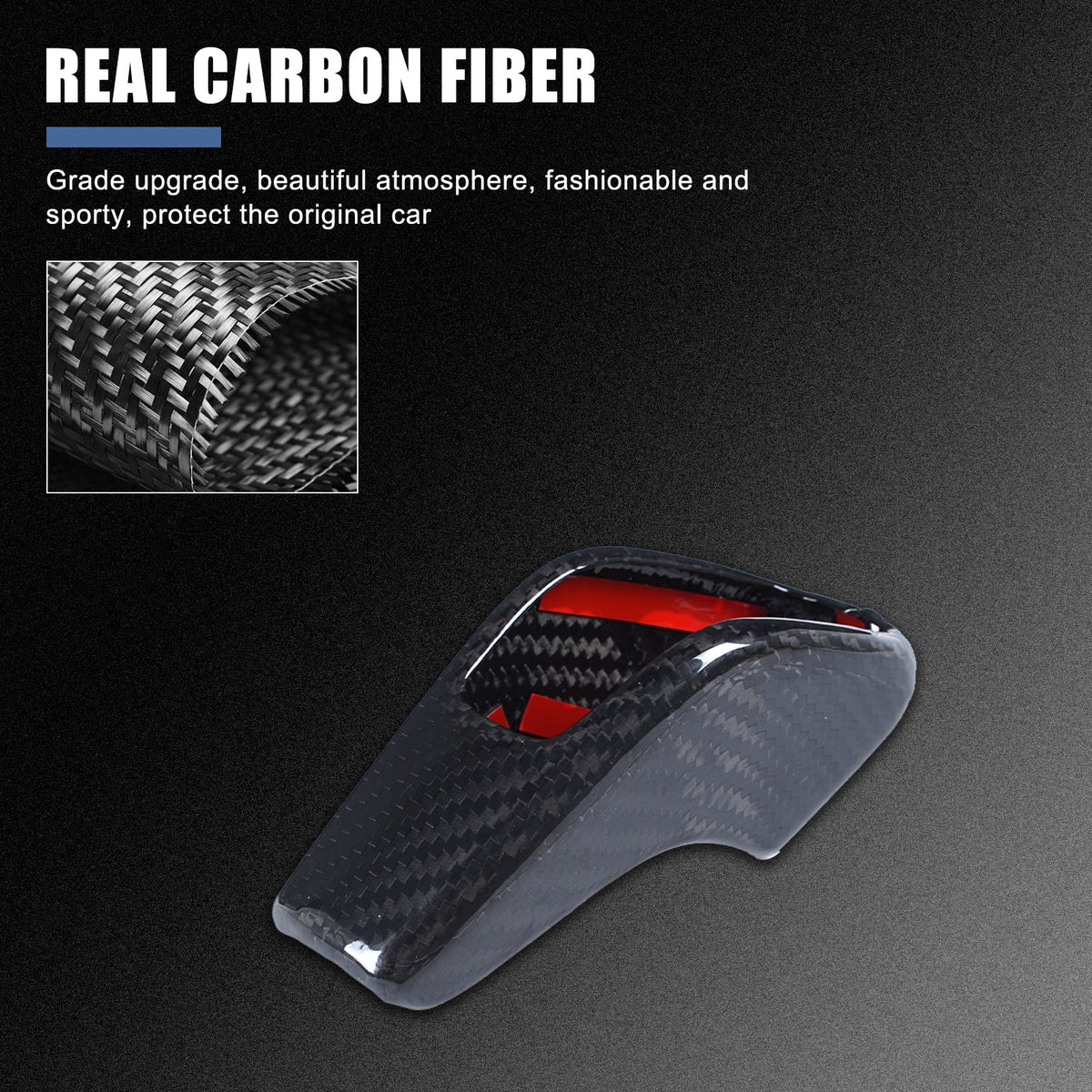 Real Carbon Fiber Center Gear Shift Knob Cover Trim For Jaguar F-TYPE X152 2013+ 5