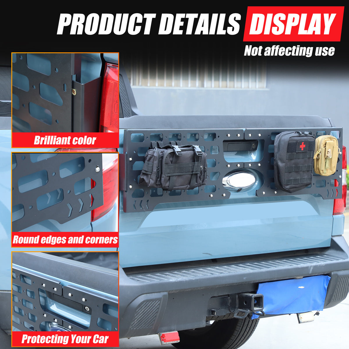 Rear Bed Molle Panel Truck Bed Tailgate Molle Panel For Ford Maverick 2022-24 US 15