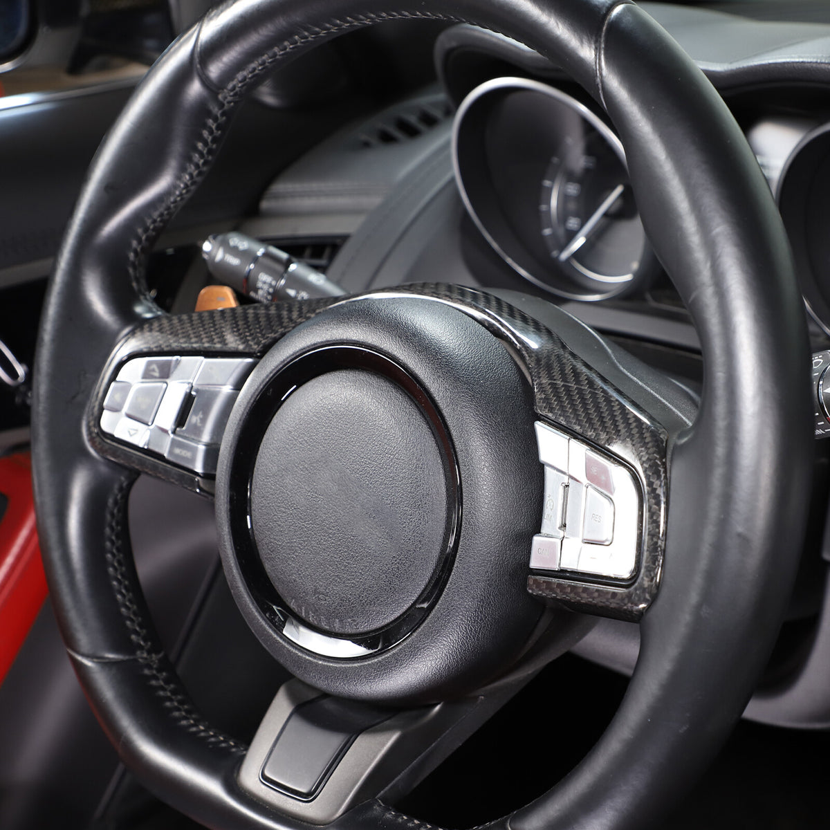 For Jaguar F-Type Carbon Fiber Steering Wheel Button Frame Cover Trim 2015-2021 8