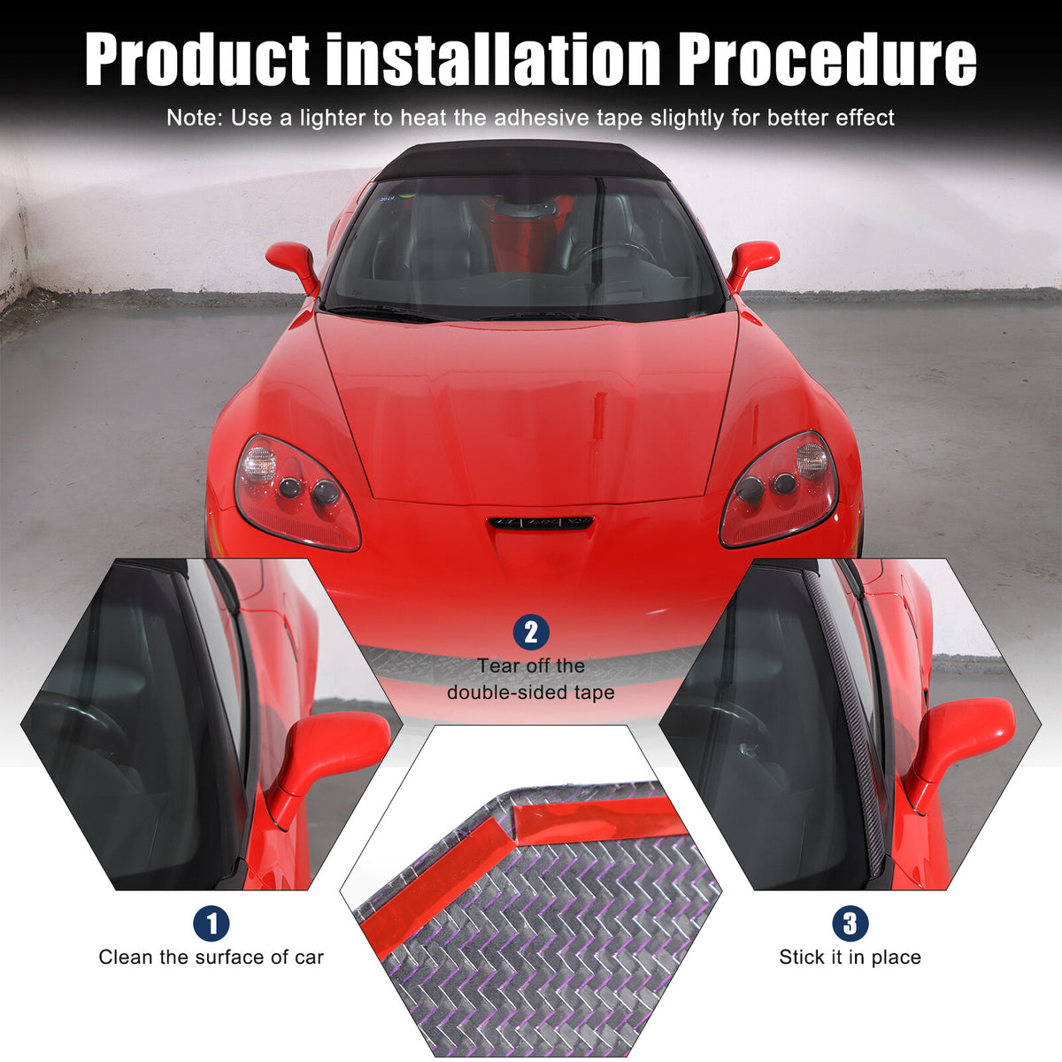 Purple Real Carbon Fiber Window Triangle A-Pillar Cover For Corvette C6 2005-13 14
