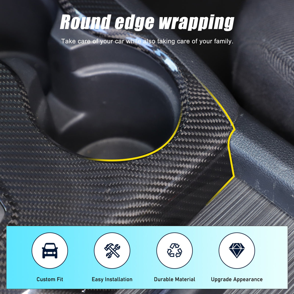 Real Carbon Fiber Center Gear Cup Trim For Honda Pilot/Ridgeline/Passport 16-22 13