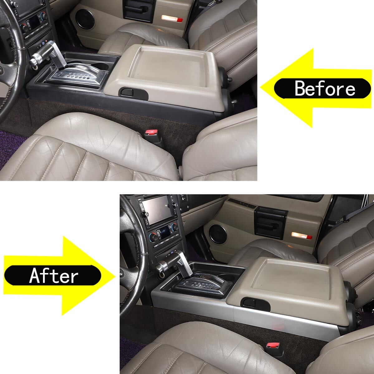 Silver Interior Gear Shift Panel Side Trim Cover For Hummer H2 2003-2007 3