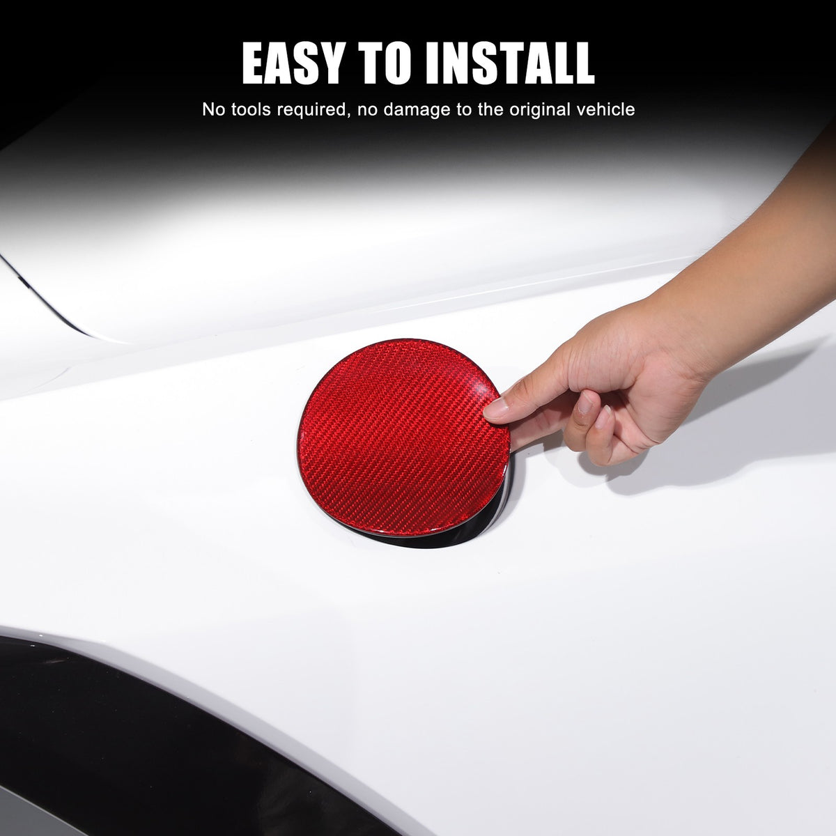 Replacement Red Real Carbon Fiber Fuel Tank Cap Lid Cover For Corvette C8 20+ US 9