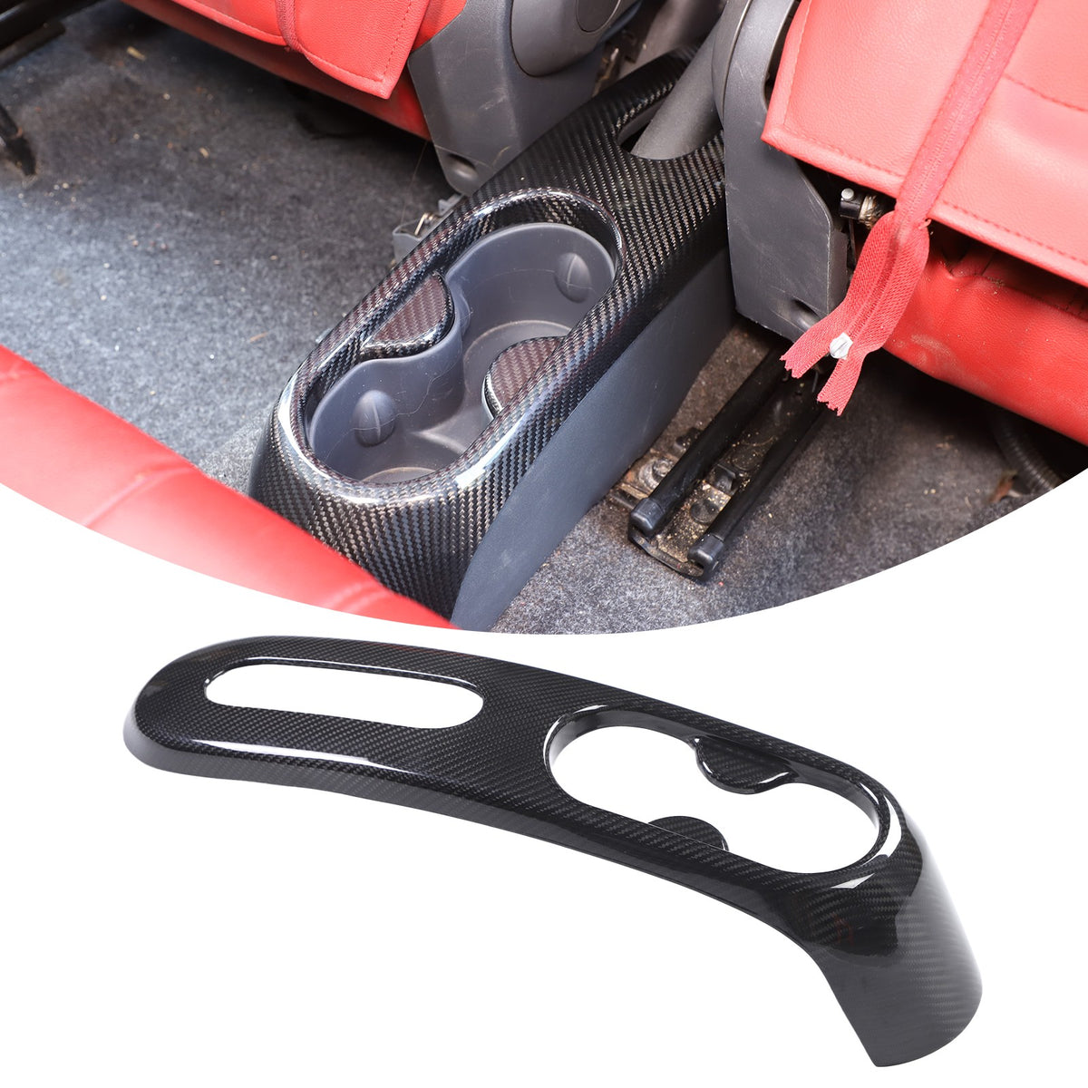 Real Carbon Fiber Handbrake & Cup Holder Panel Trim For Fiat 500 312 2007-2015 2