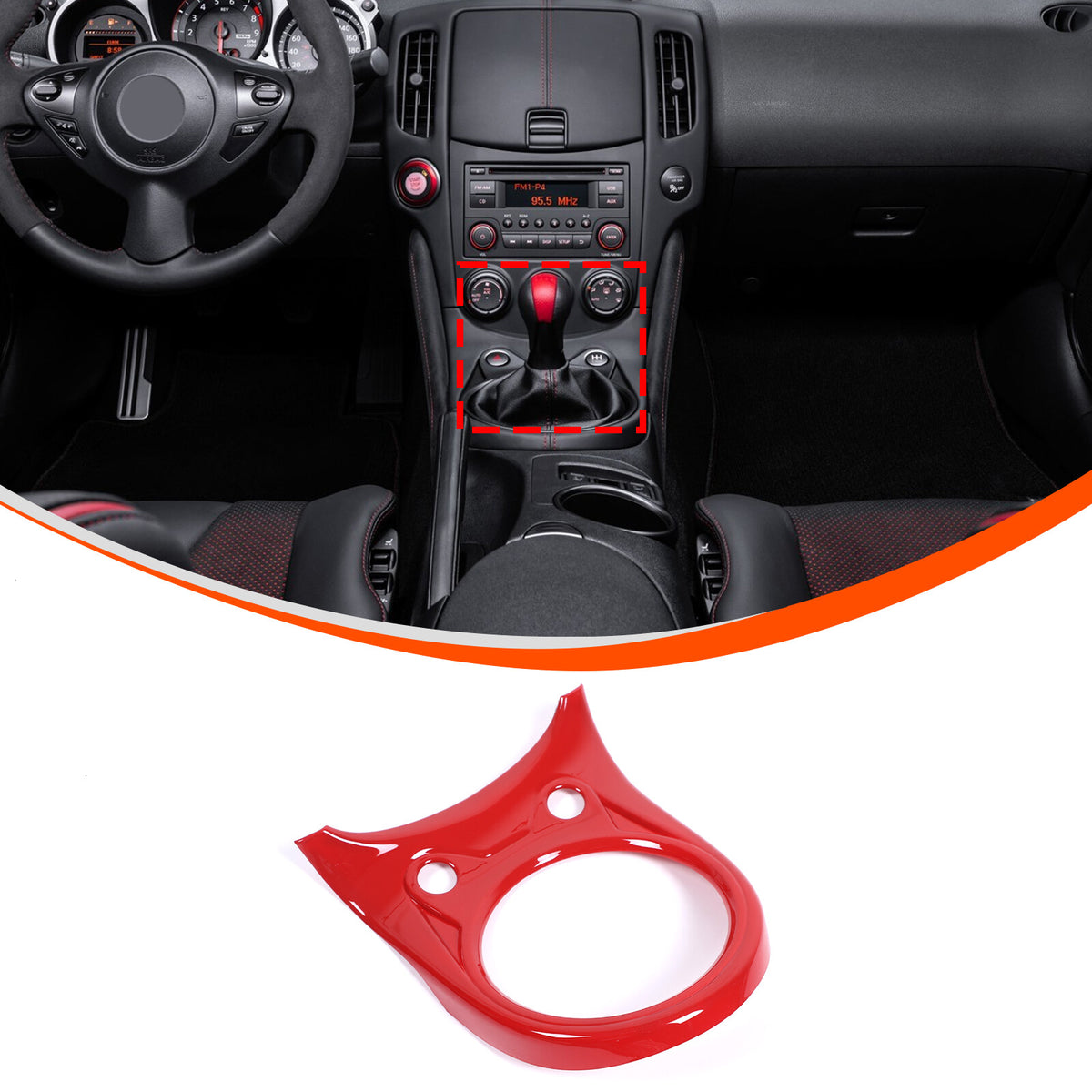 Sport Red ABS Center Console Gear Shift Frame Trim For Nissan 370Z MT 2009-2020 13
