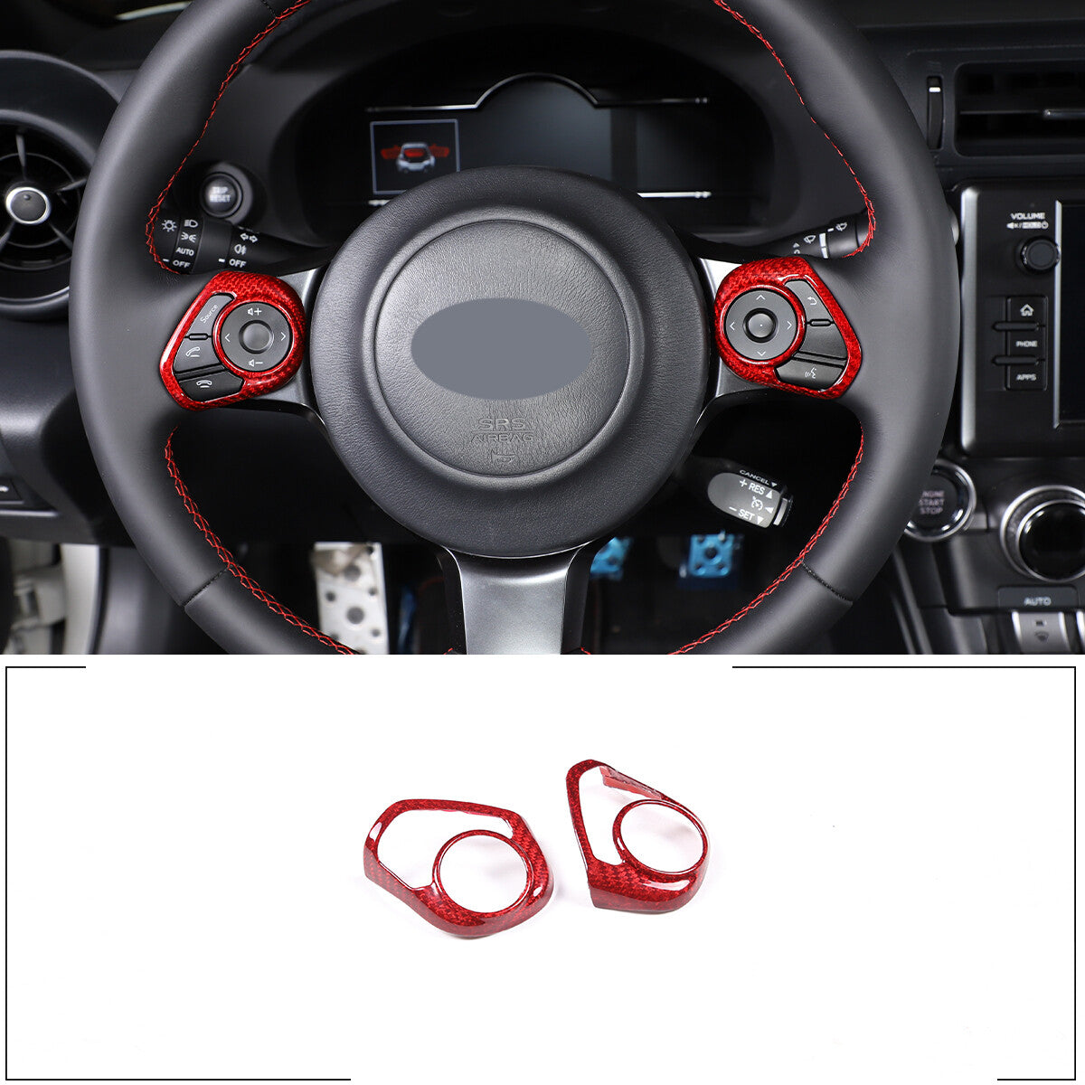 Red Real Carbon Fiber Interior Center Console Trim Set Kit For Subaru BRZ 22+ 162