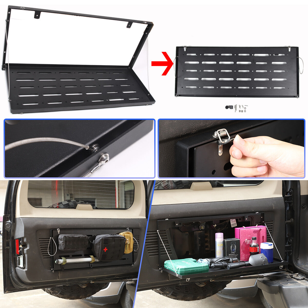 Tailgate Table Foldable Rear Door Storage Cargo Shelf For Hummer H3 2005-09 1